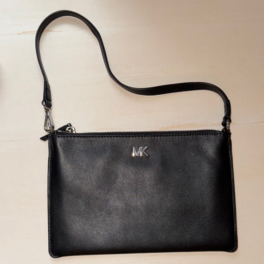 Michael Kors Black Leather Clutch/ Shoulder Bag